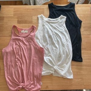 3 Abercrombie Kids tank tops with twist / tie in front